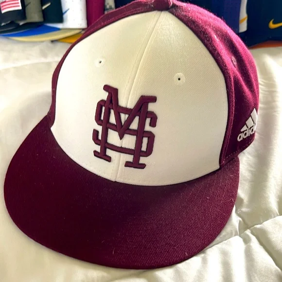 Adidas Baseball Hat Mississippi State Bulldogs On Field 7 1/4” - Picture 1 of 6